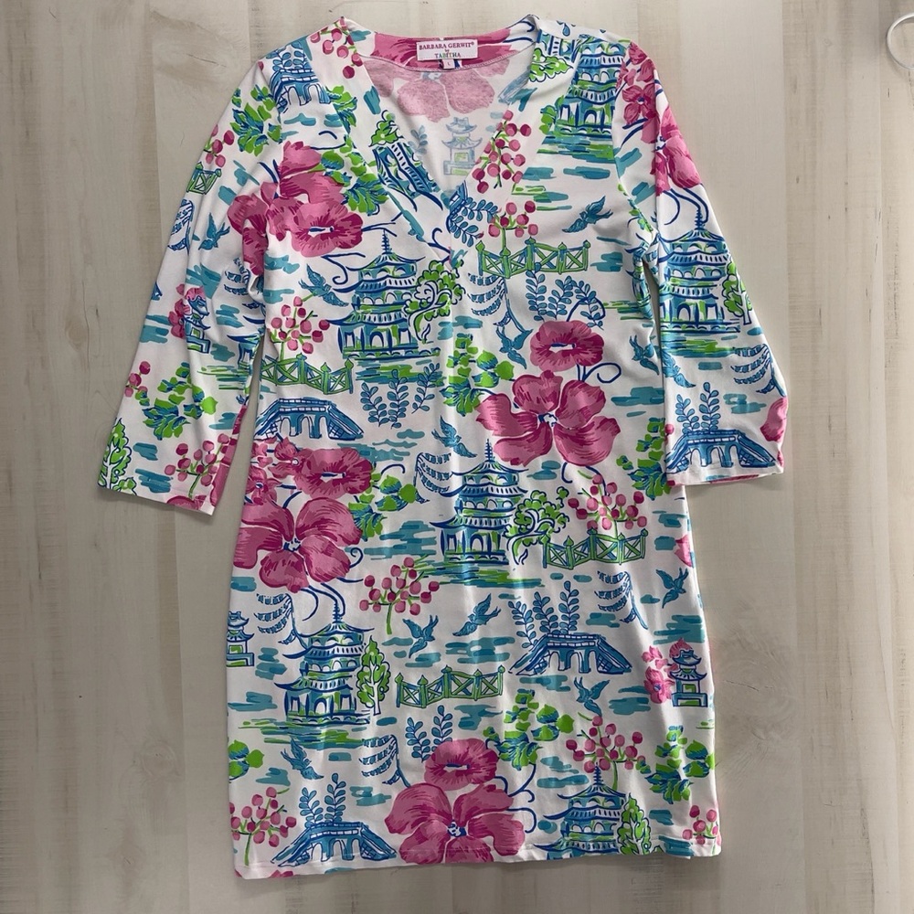 BARBARA GERWIT by Tabitha printed summer dress preppy soft thin casual L - Picture 3 of 8